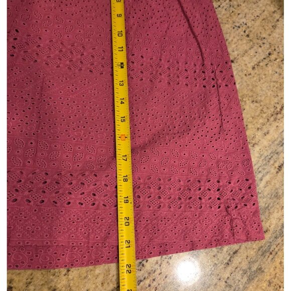LL Bean Sz 8 Favorite Fit Pink Eyelet Knee Length Pencil Skirt Beach Line 297045 - Picture 4 of 13
